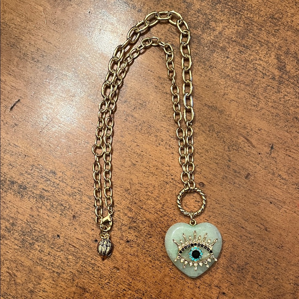 Kurt Geiger London Gold Heart Pendant Necklace with Eye Design